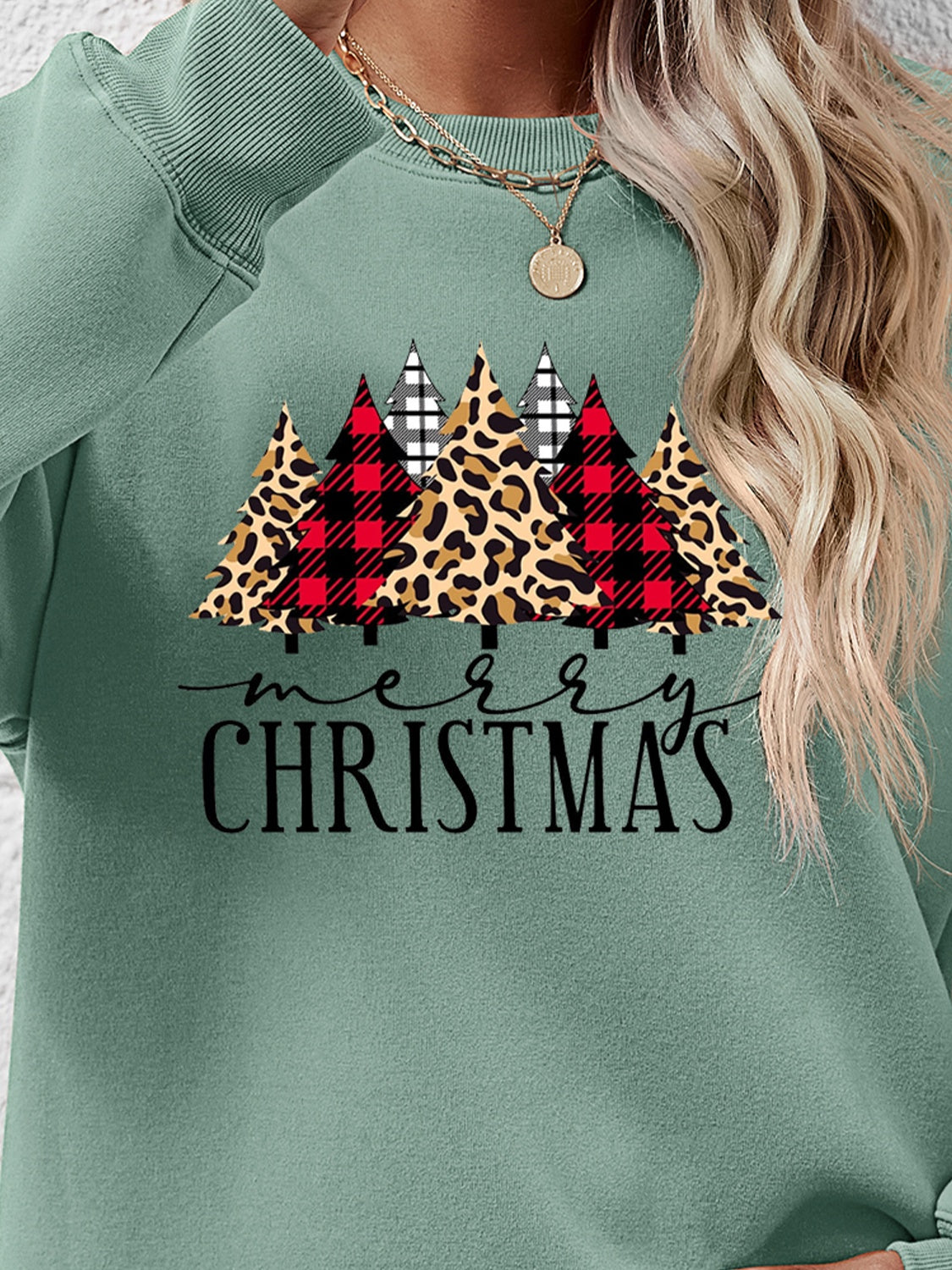 MERRY CHRISTMAS Round Neck Long Sleeve Sweatshirt