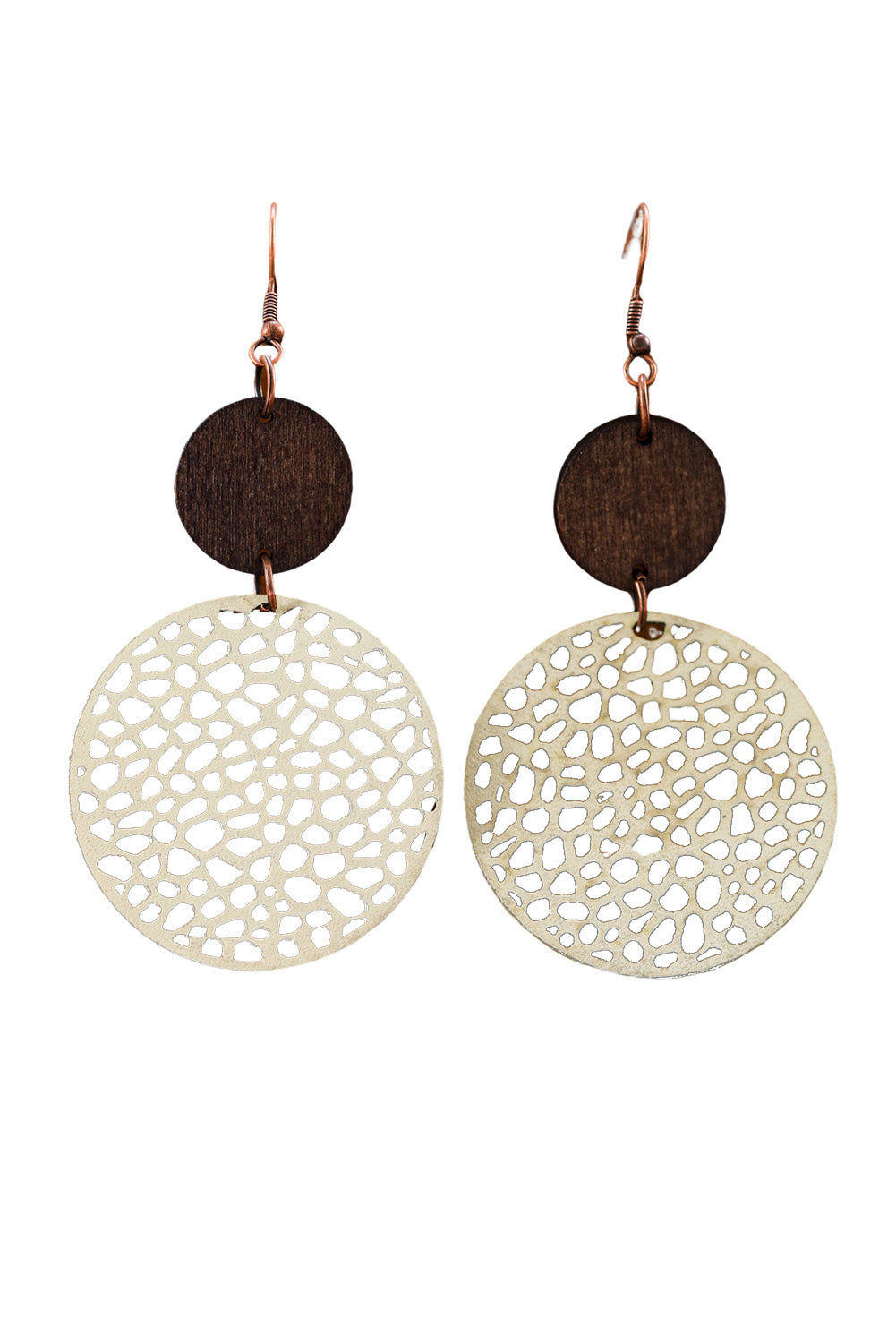 Black Hollow Out Bohemian Wooden Pendant Drop Earrings