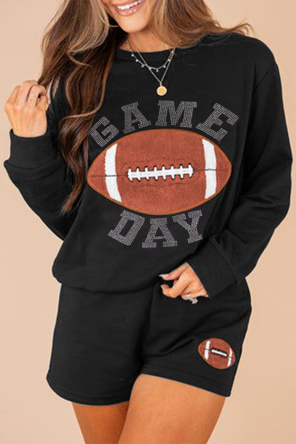 Black GAME DAY Football Pullover and Shorts